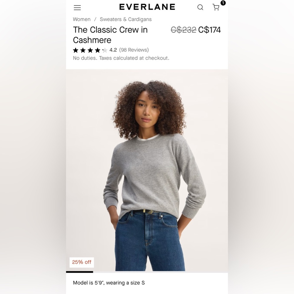 Everlane Gray Crew Neck Sweater